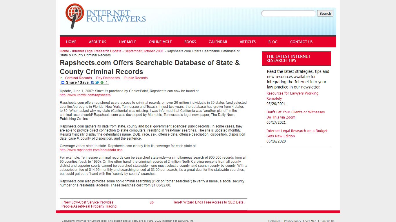 Rapsheets.com Offers Searchable Database of State & County Criminal ...