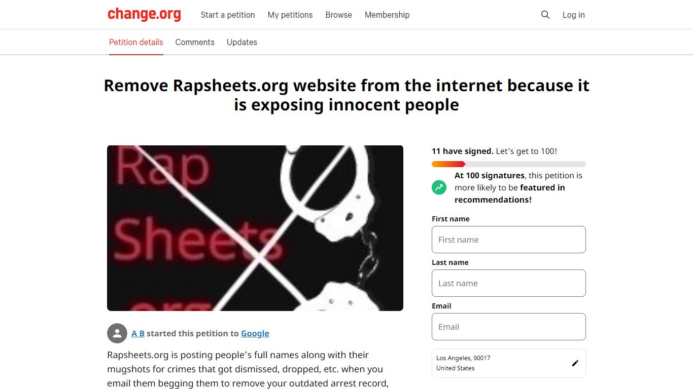 Remove Rapsheets.org website from the internet because it is exposing ...